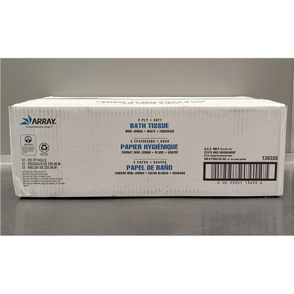 Array Bath Tissue Mini Jumbo 136330, 751ft Rolls - Lot of 12 ( 1 Case )| EC5-1
