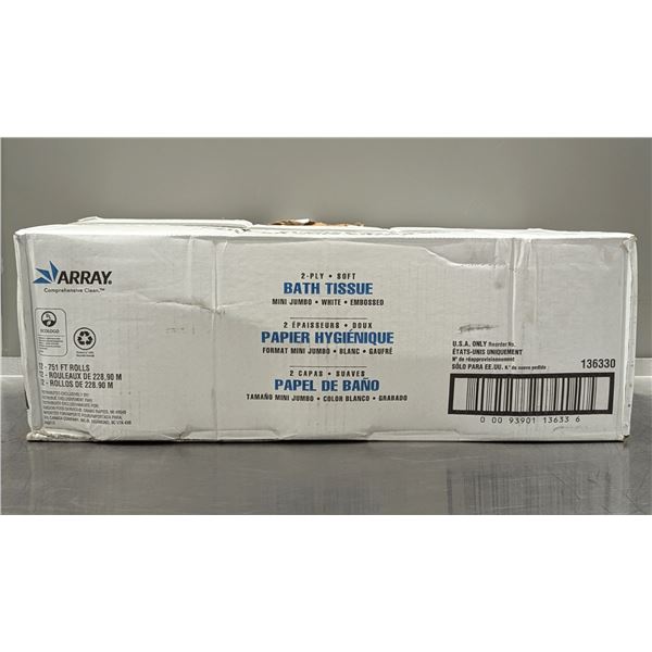 Array Bath Tissue Mini Jumbo 136330, 751ft Rolls - Lot of 12 ( 1 Case )| EC5-1
