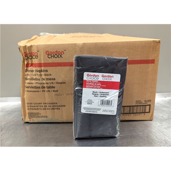 Gordon Choice Black Dinner Napkin 502979, 50cnt - Lot of 12 ( 1 Case )| L2-3