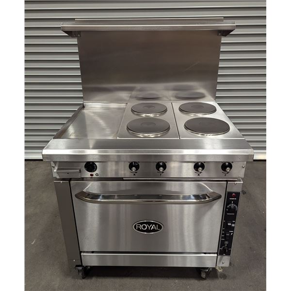 Royal RRE-4GT12-C 36" Four Burner 12" Griddle Combo Convection Range | 9622/LBD
