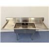 Image 4 : 72" x 24" Two Tub Two Drain Boards Sink, Omcan 25252 | ConF