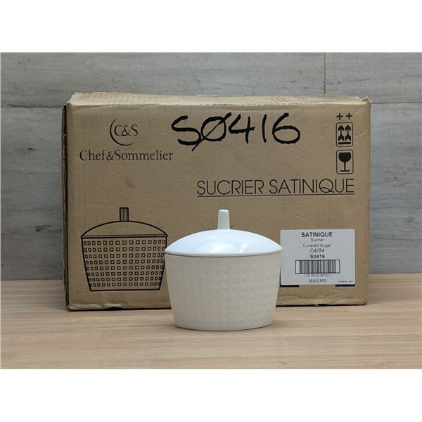 Satinique 10oz Covered Sugar Bowls, Chef & Sommelier S0416 - Lot of 16 | R3-1Pallet