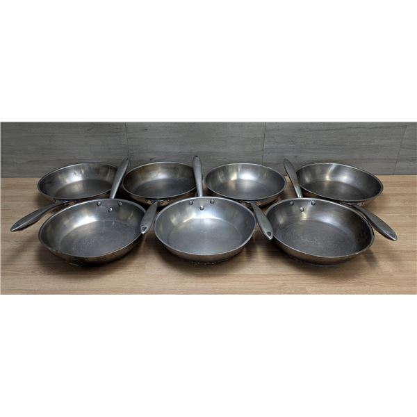 Browne 9-1/2" Stainless Steel Frying Pans - Lot of 7 | JB16/L8FRack17