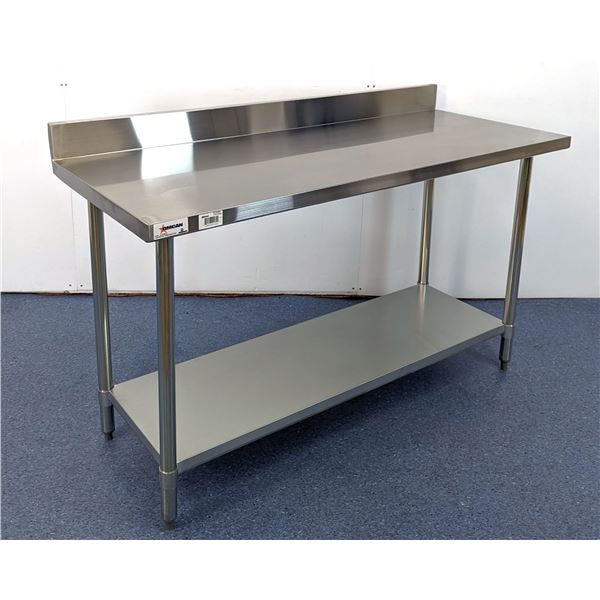 60" x 24" Stainless Steel Work Table with 4" Backsplash, Omcan 22082 | MR5-1