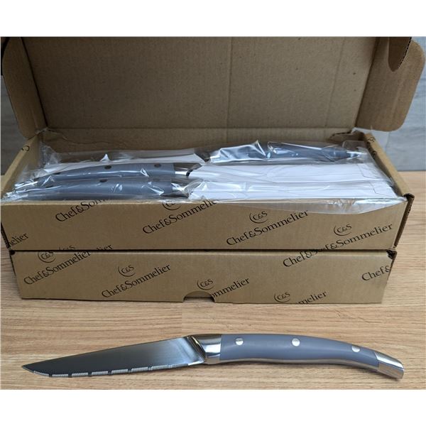 Chef & Sommelier Imperial 9-5/8" Gray Steak Knives - Lot of 24 (2 Boxes) | FJ509/CC1-1