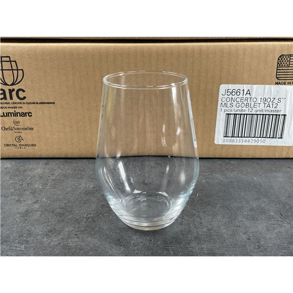 19oz Concerto Stemless Wine Glasses, Arcoroc J5661 - Lot of 24 (2 Cases) | R3-3