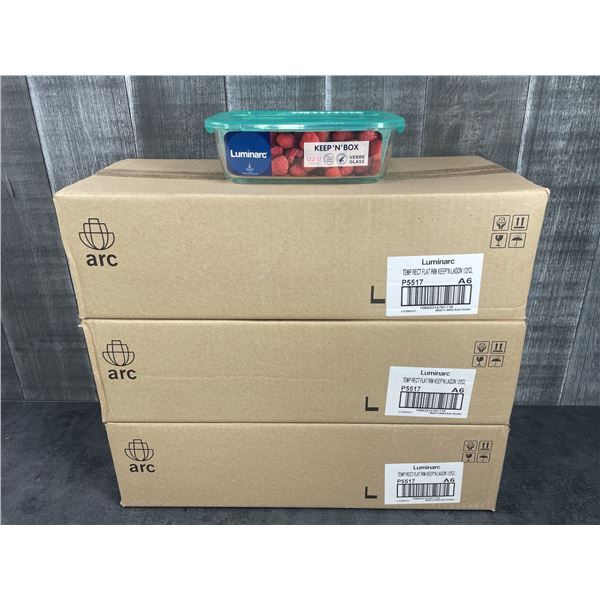 1.22L Glass Rectangular Keep N Boxes, Arcoroc P5517 - Lot of 18 (3 cases) | ML5-2