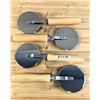 Image 1 : 4" Blade Pizza Cutters with Wooden Handles - Lot of 4 | JR 7400/ CC2