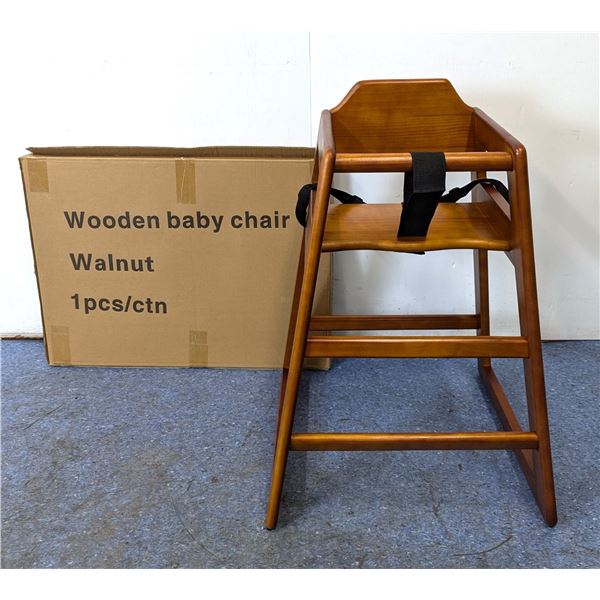 Walnut Color Wooden High Chair, Omcan 80611 | R3-2