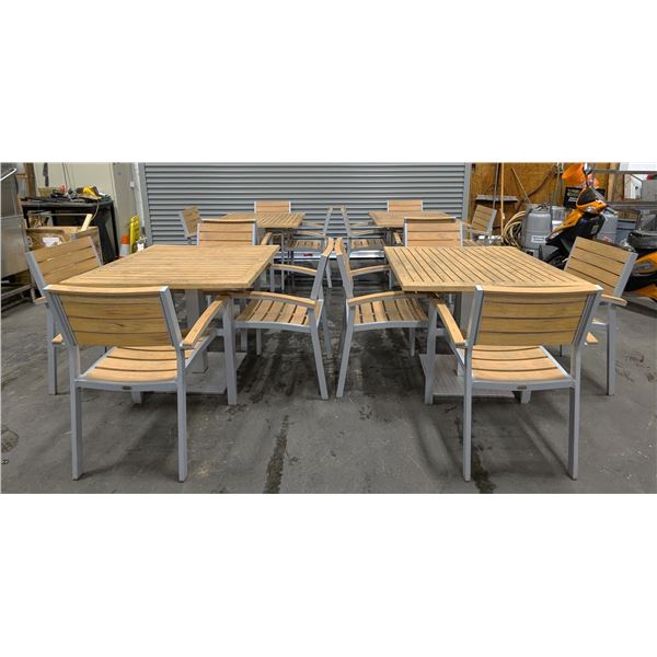 Ratana 36" x 36"  Outdoor Dining Tables & Stacking Arm Chairs - Lot of 20pcs | WGtable4