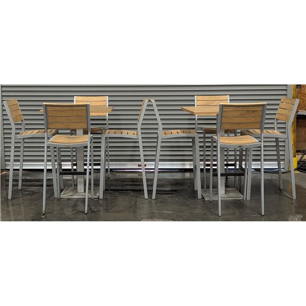 Ratana 31-1/2" x 31"-1/2" Outdoor Bar Tables & Stacking Bar Stools - Lot of 10pcs | WGtable6