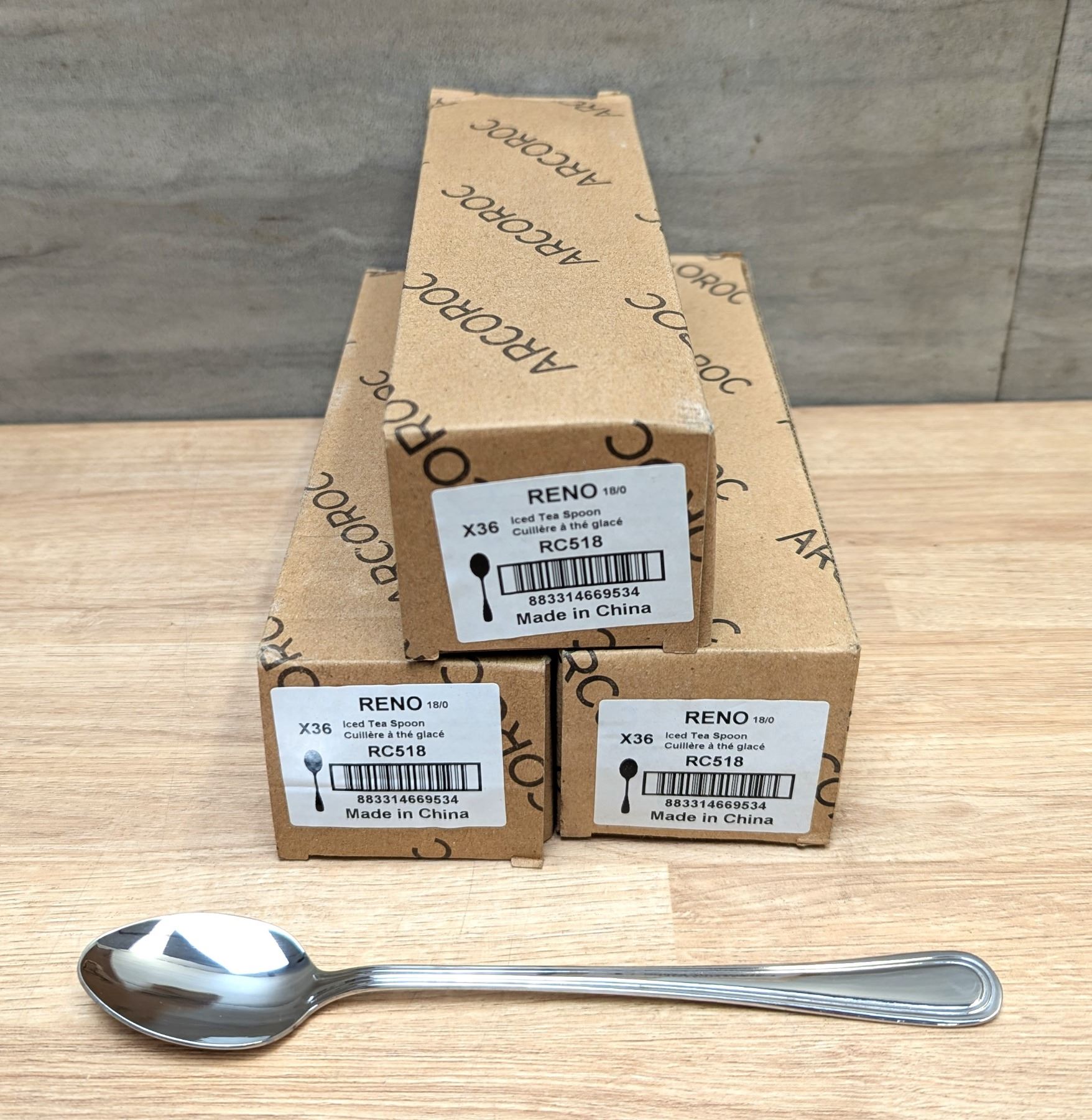 Reno Iced Tea Spoons, Arcoroc RC518 - Lot of 108 (3 Boxes) | CC4