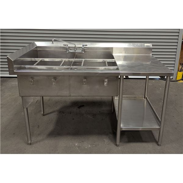 Stainless Steel 26" x 20" x 12" Two Tub Sink W/Faucet & Slide Bars | Rex6/RBD