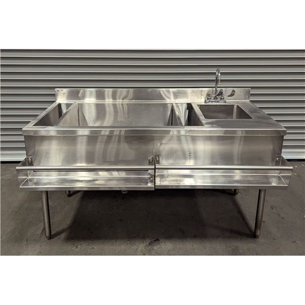 Warnock Hersey 60" Stainless Steel Bar Sink W/Ice Bin, Speed Rails & Faucet | Rex7/RBD