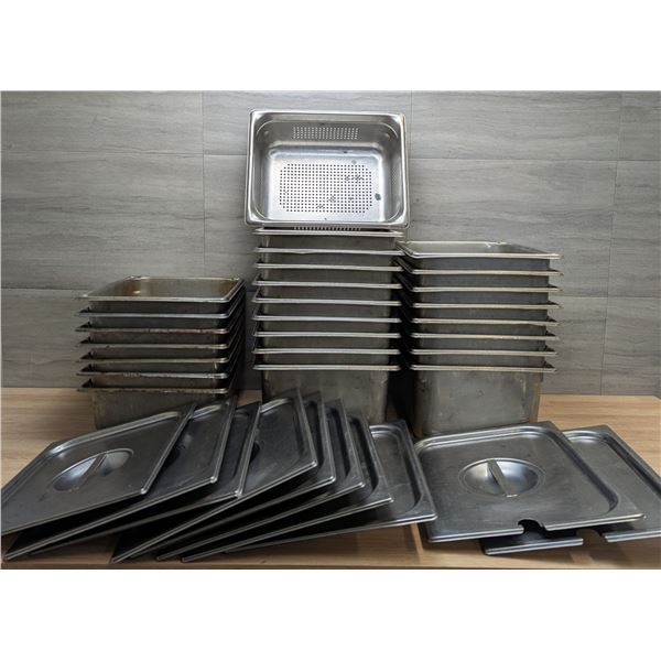 Various Sizes of Stainless Steel Inserts w/Lids - Lot of Approx. 40pcs | WG3/Ft2
