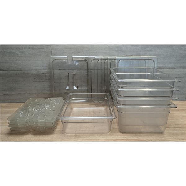 Half Size Clear Containers With Lids & Drain Shelves - Lot of 18pcs | WG18/Pallet