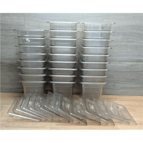 1/6 Size Clear Containers With Lids & Drain Shelves - Lot of 40pcs | WG21/Ft1