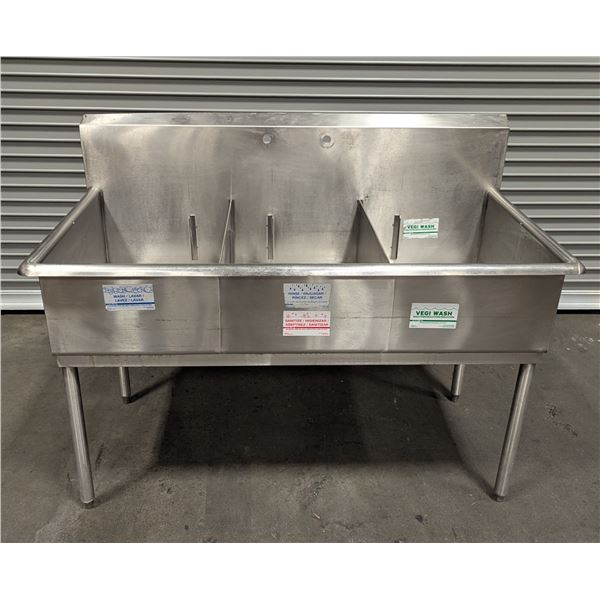Astron 18" x 24" x 10" Three Tub Stainless Steel Sink |