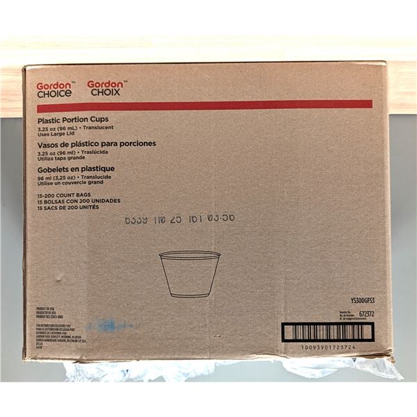 Gordon Choice 3.25oz Plastic Portion Cups, 200cnt / Bag - Lot of 15 ( 1 Case )  | EC5-1