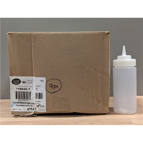 Table Craft 16ozz Clear Widemouth Squeeze Bottle, 11663C-1 - Lot of 9 | EC5-3
