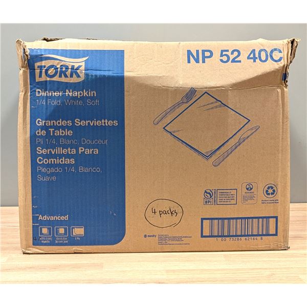 Tork 1/4 Fold Dinner Napkins,NP5240C, 375 Napkins/Pack -  Lot of 4 | EC5