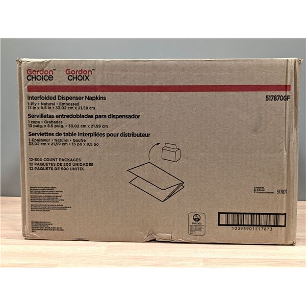 Gordon Choice Interfold Dispenser Napkins, 500cnt/ pk - Lot of 12 ( 1 Case ) | EC5
