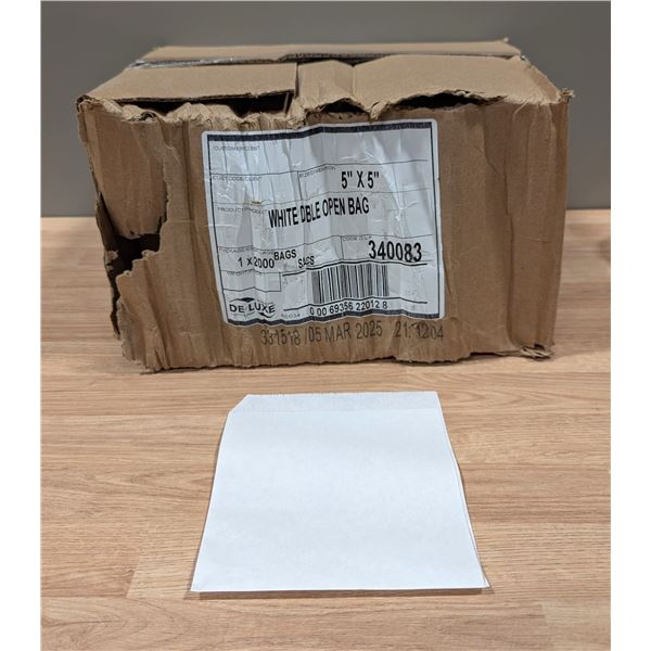 Deluxe 5" x 5" White Double Open Bag - Lot of 2000 ( 1 case ) | EC7
