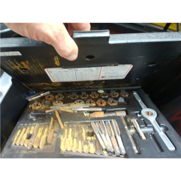 Lidded Tote w/Manual Tile Cutter, Tap & Die Set, Asst. Tools