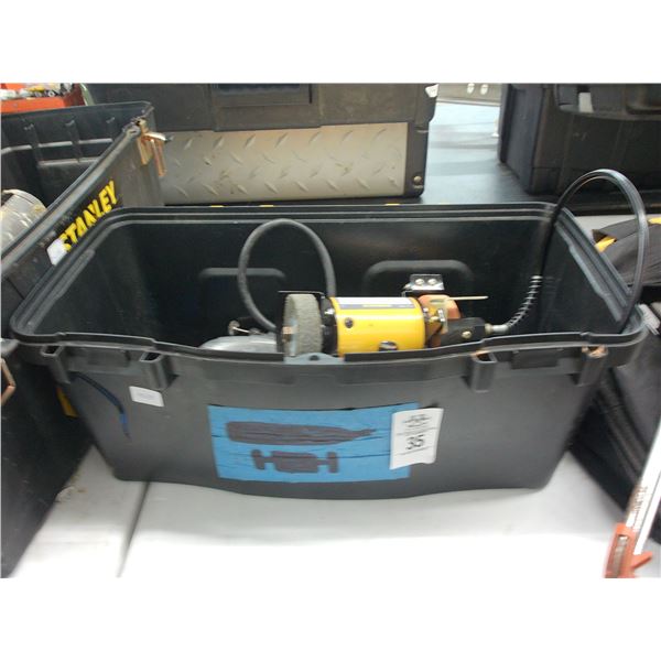 Plastic Toolbox w/CM Mini Bench Grinder, Asst. Tool/Hardware