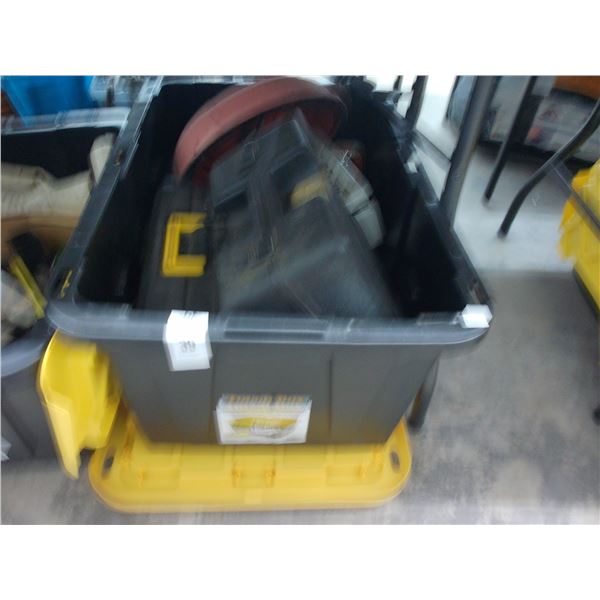 Lidded Tote w/Jig Saw, Toolbox, Pressure Washer Surface Cleaner, Air Tools, Supplies