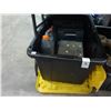 Image 1 : Lidded Tote w/Anti Freeze, Drill Bits, Cable Tool Kit, Solder Gun, Portable Gas Stove