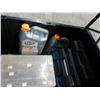 Image 2 : Lidded Tote w/Anti Freeze, Drill Bits, Cable Tool Kit, Solder Gun, Portable Gas Stove