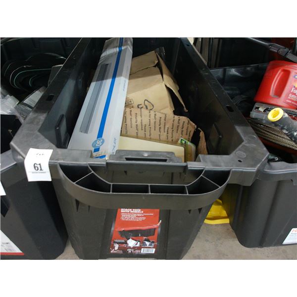 Large Lidded Tote w/LED Lamp, Rope, Tool Pouch, Asst. Tools