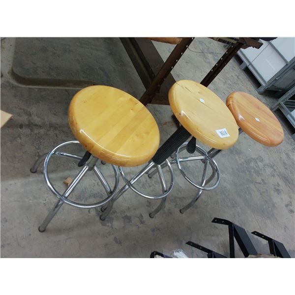 3-Oak Top Swivel Shop Stool - 3 X $