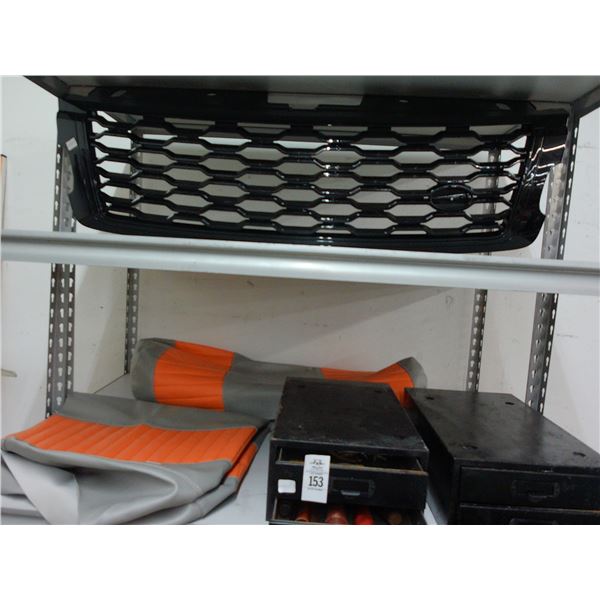 Truck Grill, Seat Covers, Bins w/Supplies