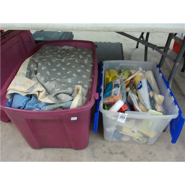 Lidded Totes w/Drop Clothes, Paint Supplies
