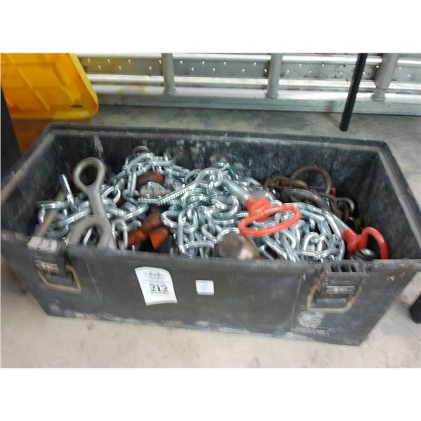 Toolbox w/Chain, Hitch Balls, Supplies