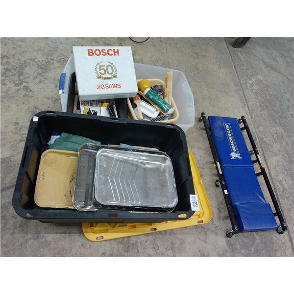 Bin w/Paint Supplies, Auto Creeper