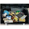 Image 2 : Large Plastic Toolboxes - Pair w/Masonry/Drywall Tools/Supplies