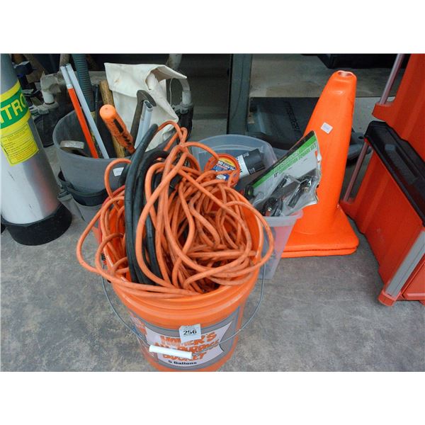 Buckets w/Ext. Cord, Hand Tools, Combination Square Set, Safety Cones