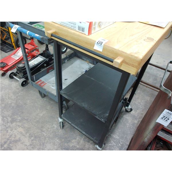 Cart w/Butcher Block Top
