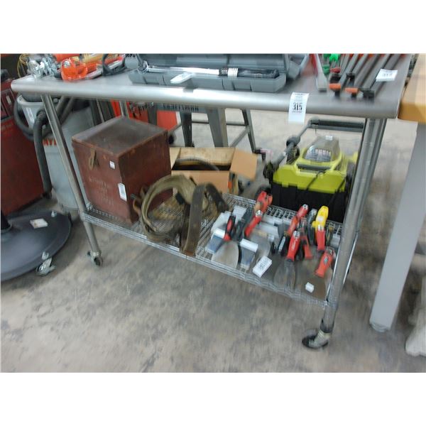 SS Bullnose Rolling Table w/Undershelf