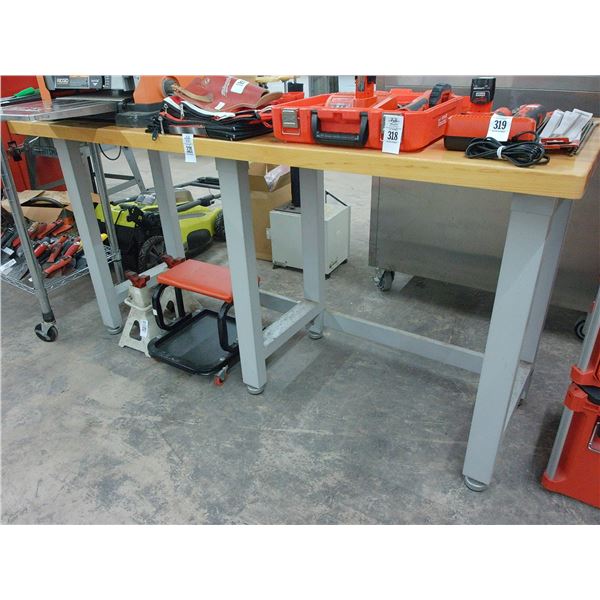 Oak Top Metal Base Work Bench