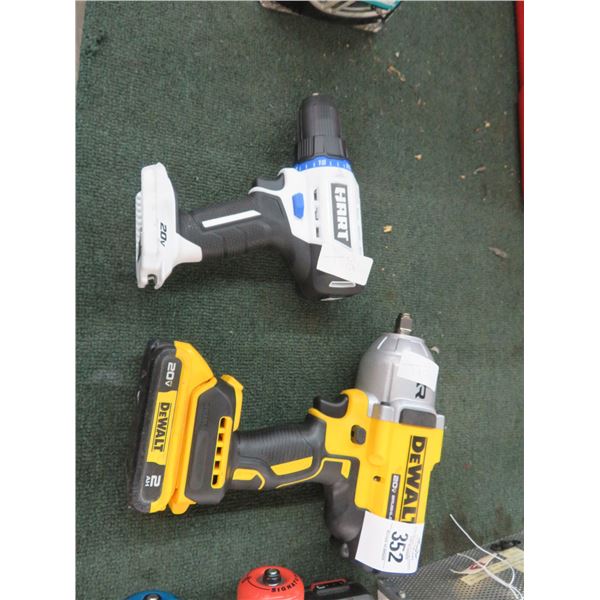 Dewalt 20V Impact Wrench w/Battery No Charger, Hart Drilll No Battery