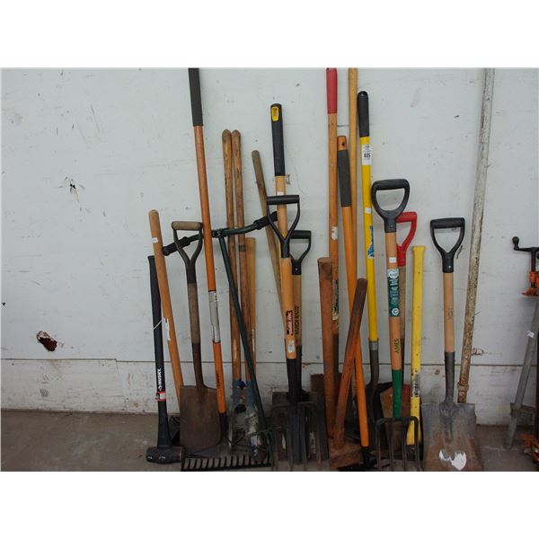 Asst. Yard Tools w/Shovels, Racks, Pitch Forks, More