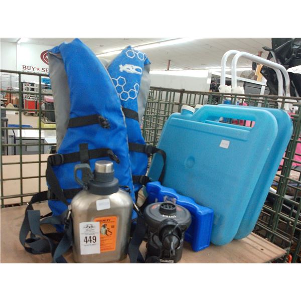 Air Inflator, Steel Canteen, Ski Vest, Iced Beverage Coolers