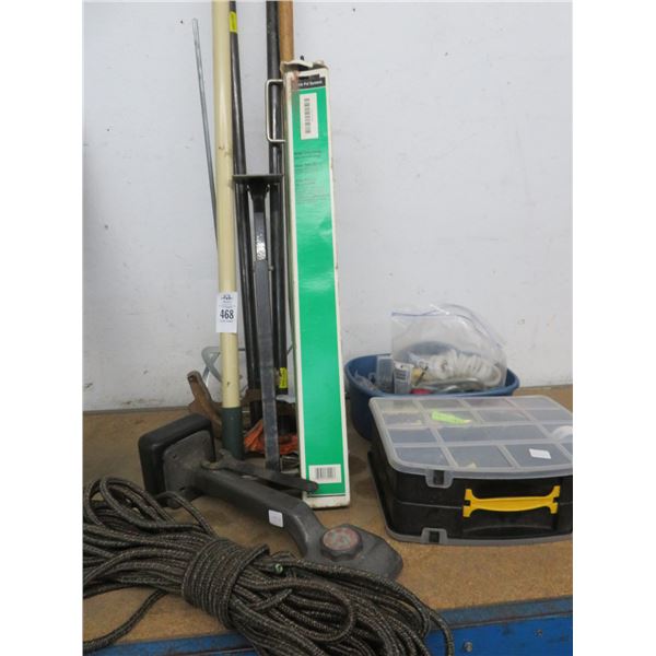 Bins w/Electrical Supplies, Hardware, Carpet Kickers, Rope, Paint Mixers