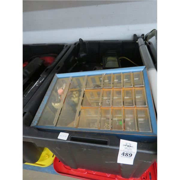 Lidded Tote w/Flood Light, Tripod, Hardware Bin, Supplies