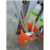 Image 1 : Homer Bucket w/Rebar, Stirring Sticks, Tool Handle, Tent Stand
