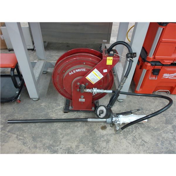 Alemite Wall Mount Hose Reel w/Sampson Pump/Dispenser